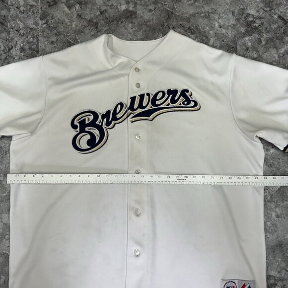 Milwaukee Brewers Majestic Jersey Blue White Gold Men's Size XXL White Blue Gold - Picture 6 of 7